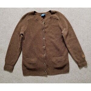 Pendleton Lambswool Blend Cardigan Sweater Brown Pockets Embroidered Logo Size L